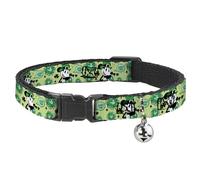 Disney Breakaway Cat Collar With Bell, Plastic Clip, Easy Adjustable, Mickey Mouse St Patricks Day Lucky Me Leprechaun Pose Greens, 8.5 to 12 Inches 0.5 Inch Wide