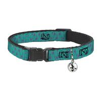 Disney Breakaway Cat Collar With Bell, Plastic Clip, Easy Adjustable, Monsters Inc Sulley Bounding Spots Blue Purple, 8.5 to 12 Inches 0.5 Inch Wide