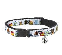 Disney Breakaway Cat Collar With Bell, Plastic Clip, Easy Adjustable, Pixar Holiday Collection Character Gifts Lineup White Blues, 8.5 to 12 Inches 0.5 Inch Wide