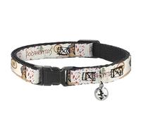 Disney Breakaway Cat Collar With Bell, Plastic Clip, Easy Adjustable, Pocahontas and Meeko Compass with Script and Leaves Beige, 8.5 to 12 Inches 0.5 Inch Wide