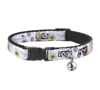 Disney Breakaway Cat Collar With Bell, Plastic Clip, Easy Adjustable, Rapunzel Castle and Pascual with Script and Flowers White, 8.5 to 12 Inches 0.5 Inch Wide