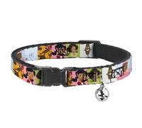 Disney Breakaway Cat Collar With Bell, Plastic Clip, Easy Adjustable, The Proud Family Character Block Poses, 8.5 to 12 Inches 0.5 Inch Wide