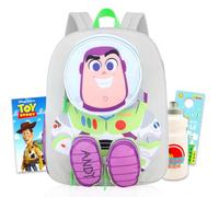 Disney Buzz Lightyear Backpack for School - Bundle 16" Toy Story Bookbag with 3D Front Pockets, Water Bottle, Tattoos, More | Toy Story Buzz Lightyear Bookbag for Kids, Boys, Girls