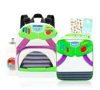 Disney Buzz Lightyear Mini Backpack with Lunch Box Set - Bundle with 10" Toy Story School Bag, Lunch Box, Stickers, and More | Buzz Lightyear School Bag for Kids