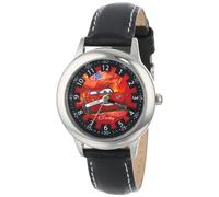 Disney By Ewatchfactory Kids Lightning McQueen Quartz Watch with White Dial Time Teacher Display and Black Leather Strap W000092