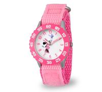 Disney By Ewatchfactory Kids Minnie Mouse Quartz Watch with White Dial Time Teacher Display and Pink Nylon Strap W000025