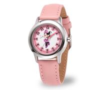 Disney By Ewatchfactory Kids Minnie Mouse Quartz Watch with White Dial Time Teacher Display and Pink Leather Strap W000038
