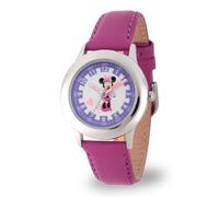 Disney By Ewatchfactory Kids Minnie Mouse Quartz Watch with White Dial Time Teacher Display and Purple Leather Strap W000039
