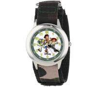 Disney By Ewatchfactory Kids Toy Story Quartz Watch with White Dial Time Teacher Display and Green Nylon Strap W000065