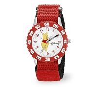 Disney By Ewatchfactory Kids Winnie the Pooh Quartz Watch with White Dial Time Teacher Display and Red Nylon Strap W000099