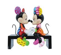 Enesco Disney Britto Mickey and Minnie Mouse Love Sitting on Park Bench Figurine, 6.375 Inch, Multicolor