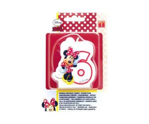 Disney Cafe Minnie Mouse 6Th Birthday Candle Red/white (One Size)