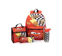 Disney Cars Lightning McQueen Red 4 Piece Backpack Set | Boys School Rucksack with Lunch Bag, Pencil Case & Water Bottle Merch