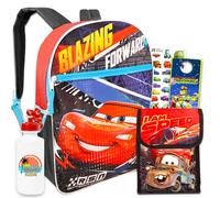 Disney Cars Backpack and Lunch Box School Set for Boys Kids ~ Deluxe 16 Inch Disney Cars School Bag with Insulated Lunch Box, Water Bottle, Keychain,