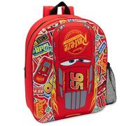 Disney Cars Backpack Kids Lightning McQueen School Bag | Childrens Nursery Lunch Rucksack With Bottle Holder Red 95 Design