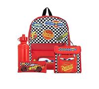 Disney Cars Backpack Set 4 Piece | Lightning McQueen Backpack Pencil Case Water Bottle and Lunch Bag | Children's Backpacks | One Size