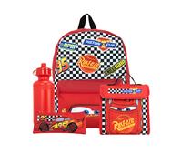 Disney Cars Backpack Set 4 Piece | Lightning McQueen Backpack Pencil Case Water Bottle and Lunch Bag | Children's Backpacks For School And Adventures