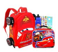 Disney Cars Mini Backpack with Lunch Box for Kids - Bundle with 14" Lightning McQueen School Bag, Lunch Bag, Water Bottle, Stickers, More | Disney Cars School Backpack with Lunchbox