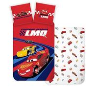 Disney Cars Bedlinen Single Size | Duvet Cover 140x200 cm + Pillowcase 60x65 cm | 100% Cotton | Soft & Breathable Kids Bedding Set | Lightning McQueen & Cruz Design for Boys or Girls