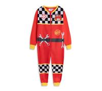 Disney Cars Boys Red Zip-Up Onesie | Long Sleeve Microfleece Loungewear & Sleepwear with 95 Rust Design | Perfect for Bedtime & Movie Nights Merch - 3-4 Years