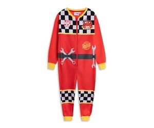 Disney Cars Boys Red Zip-Up Onesie | Long Sleeve Microfleece Loungewear & Sleepwear with 95 Rust Design | Perfect for Bedtime & Movie Nights Merch