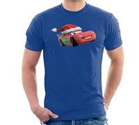 Disney Cars Christmas Lightning McQueen Men's T-Shirt Royal Blue