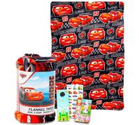Disney Cars Fleece Blanket Set - Bundle with Soft Lightning McQueen Blanket Plus Stickers, More for Kids, Adults, Children | Cozy Lightning McQueen Fleece Blanket 50" x 70”
