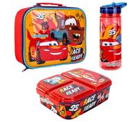 Disney Cars Kids Childrens Lunch Box Set - Insulated Lunch Bag, Multicompartment Lunch Box & 580ml Water Bottle - School Travel Lunch Food Set, BPA Free