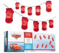 Disney Cars Lightning McQueen 3D LED String Lights, 10 Pcs | Battery-Powered Figure Fairy Lights for Bedrooms Dorm Windows, Room Decor Indoor Accessories Gifts for Kids Teens Adults