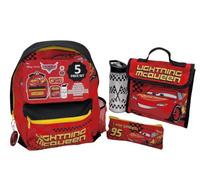 Disney Cars Lightning McQueen Backpack and Lunch Bag Set for Boys - 5 Piece Kids School Bag Set with Rucksack, Insulated Lunch Box, Pencil Case, Water Bottle & Keyring - Pixar Cars Bag