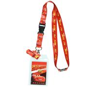 Disney Cars Lightning McQueen Blazing Forward Lanyard with Clear ID Badge Holder and 2" Rubber Race Car Charm