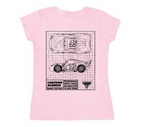 Disney Cars Lightning Mcqueen Blueprint Cotton T-Shirt In Baby Pink Baby Pink S