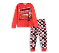 Disney Cars Lightning McQueen Boys Red Long Sleeve Long Leg Pyjama Set | Cartoon Sleepwear with Retro Design | Kids’ Nightwear for Bedtime & Lounging Merch - 9-10 Years