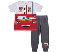 Disney Cars Lightning McQueen Boys Short Sleeve T-Shirt and Pants 2 Piece Set for Toddlers to Big Kids, gray, 4