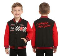 Disney Cars Lightning McQueen Boys Varsity Jacket - Kids Thick Bomber Jacket with Zip & Pockets, Warm Character Coat Age 2-3 to 6-7 Years