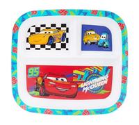 Disney Cars Lightning McQueen Divided Plate, Polypropylene Children's Dinnerware with Dinoco Characters, 3 Compartment Design