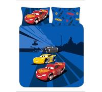 Disney Cars Lightning McQueen Double Duvet Cover Set - Reversible Blue Bedding for Kids - Polycotton 52% Cotton / 48% Polyester - Official Design