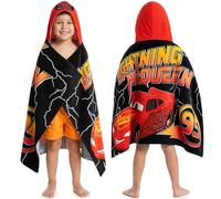 Disney Cars Lightning McQueen Hooded Towels for Boys, Cotton Bath & Beach Towel Poncho, Soft & Absorbent Hooded Kids Shower Swimming Wrap & Changing Robe, Travel & Holiday Essentials (Red/Black Cars)
