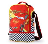 Disney Cars Lightning McQueen Lunch Bag | Insulated Kids Lunch Boxs | Kids school lunch bag with dual zip compartments, shoulder strap and top handle, insulated lunchbox for snacks and drinks