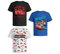 Disney Cars Lightning McQueen Pixar Graphic T-Shirt (Sets) Tow Mater Doc Cruz Finn Outfit Tee Toddlers Birthday Kids Clothes, Black/Blue/Grey, 4 Years