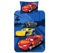 Disney Cars Lightning McQueen Single Duvet Cover Bedding Set - Officially Licensed Kids Bedding, Reversible, Soft and Durable Blue Cover, Includes Pillowcase