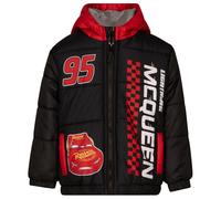 Disney Cars Lightning McQueen Toddler Boys Zip Up Puffer Jacket with Fleece Lining Black/Red 5T