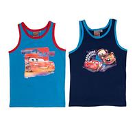 Disney Cars - Lightning McQueen Vest for Boys Children Tank Top Shirt Underwear Blue (Pack of 2), blue, 110/116 cm