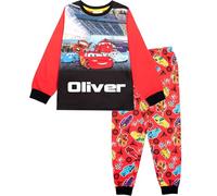 Disney Cars Personalised Pyjama for Kids Long Sleeve Winter Pyjama Soft and Comfortable Gift for Boys Lightning McQueen PJ Set Age 6/7 Red