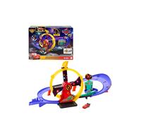 Mattel Disney and Pixar Cars Toy Track Set with Light-Up Lightning McQueen, Race to Celebrate Celebration Raceway Playset with Loop & Wind-Up Kicker, JMT57