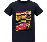 Disney Cars T-Shirt for Boys Short Sleeve Summer Tee Lightning McQueen Top for Kids 100% Cotton Official Merchendise Navy Blue