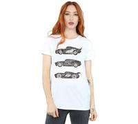 Disney Cars Text Racers Cotton Boyfriend T-Shirt In White White XXXL