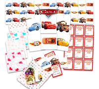 Disney Cars Valentine's Day Classroom Gift Exchange - 24 Student Bundle with Cars Temporary Tattoos, Goodie Bags, To/From Stickers for School Valentin