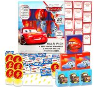 Disney Cars Valentine's Day Classroom Gift Exchange Set - Bundle of 20 Treat Boxes with Stickers, Tattoos, Stamps for Valentine's Day, Classroom, Party, Lightning McQueen Goodie Bags