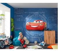 Disney Cars WALLPAPER boys room Lightning McQueen 3.68x2.54cm blue red